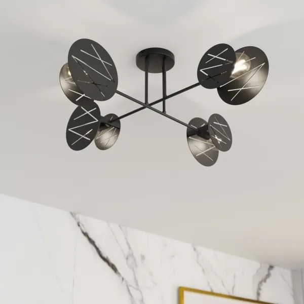 Csillár rúdon FRICK 4xE27/15W/230V fekete