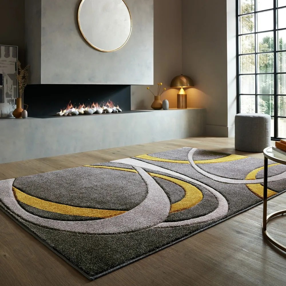 Okkersárga-szürke szőnyeg 160x230 cm Elude Orb – Flair Rugs