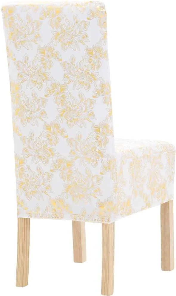 vidaXL 6 darab fehér szabott sztreccs székszoknya aranyszínű mintával