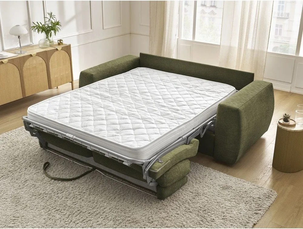 Zöld zsenília kanapé mindennapos alvásra-kinyitható 240 cm Hugo – Bobochic Paris