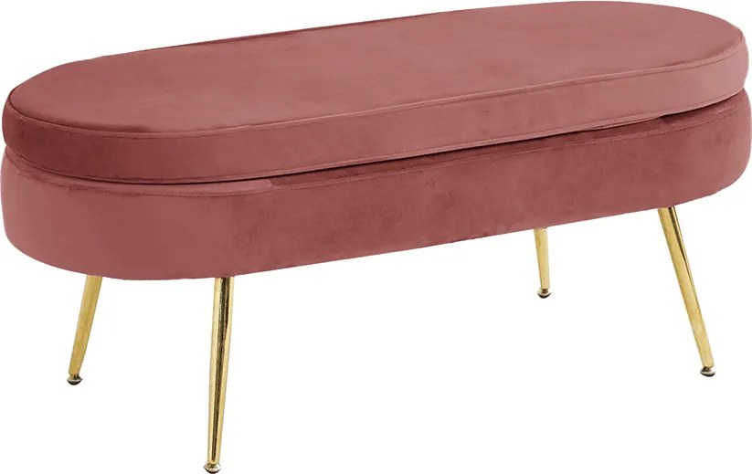 Luxus zsámoly/puff, rózsaszín Velvet szövet/króm arany, Art-deco, NOBLIN TABURET TYP 2