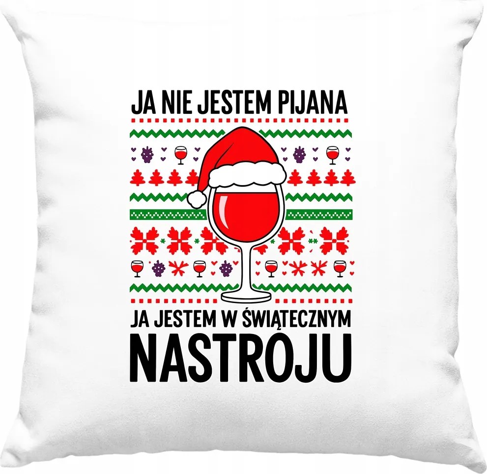 Karácsonyi hangulat párna borral, fehér