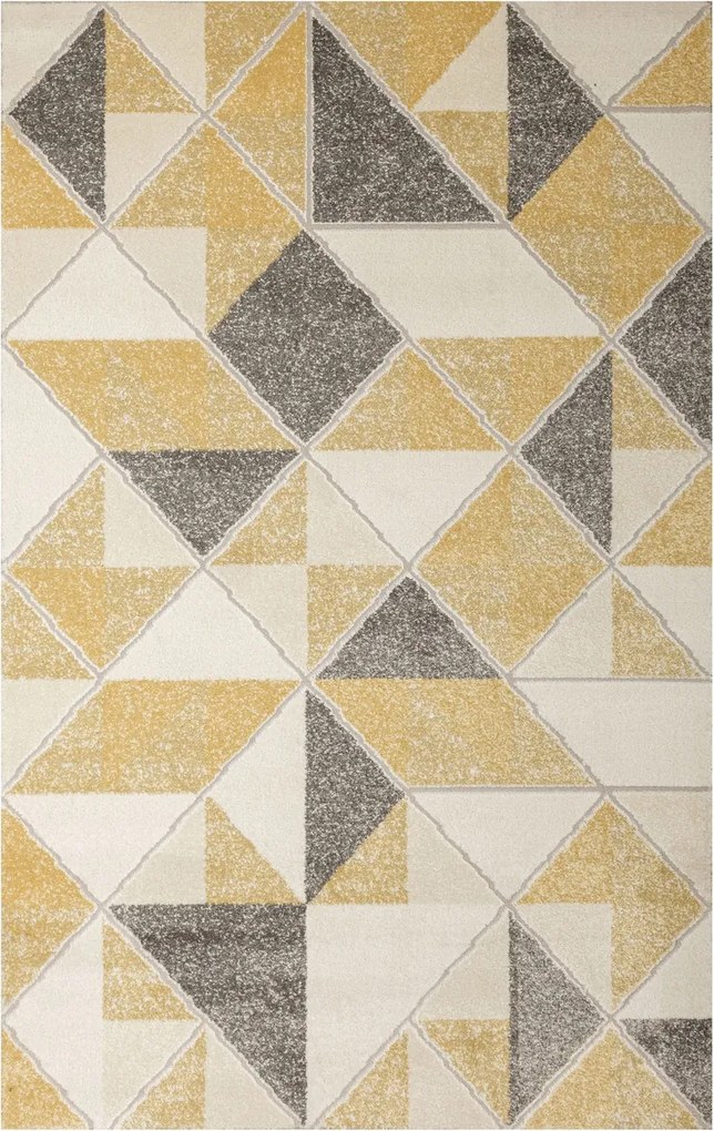 120x180 cm Szürke Sárga Rombusz Mintás Szőnyeg Kétszintes