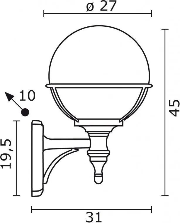 NOVOLUX 061B-G05X1A-02 CLIC-CLAC Klasszikus Kültéri Fali Lámpa Fehér, Fekete E27 IP43