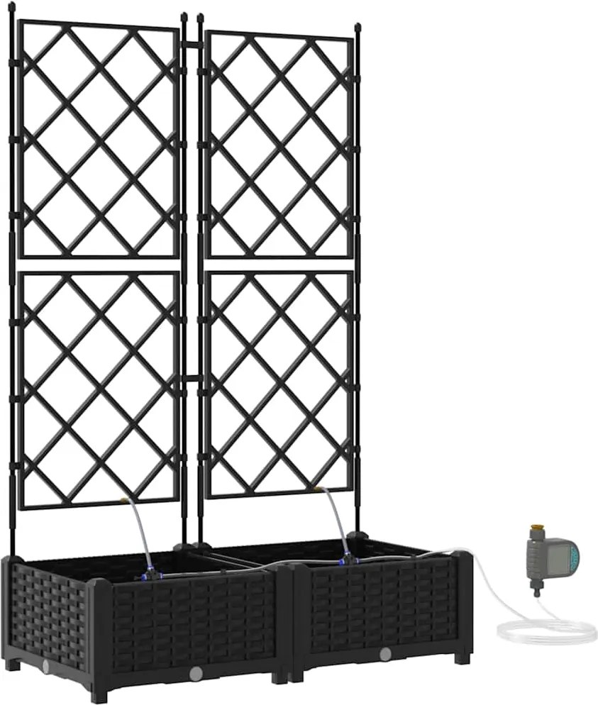 vidaXL Kerti cserép 2 pcs Fekete Acél