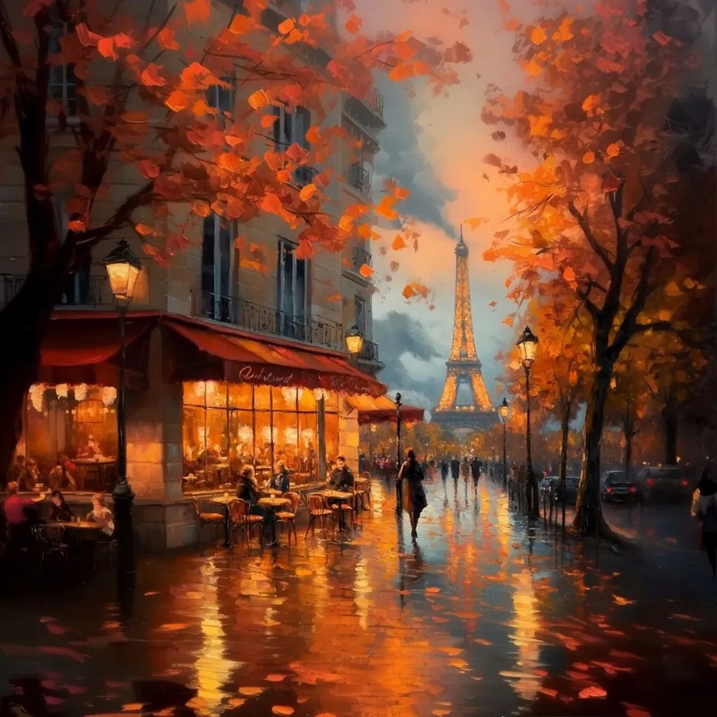 Canvas Vászonkép Párizs Eiffel-torony Ősz Naplemente 80x80
