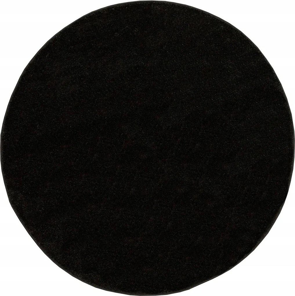 Kerek Szőnyeg Fekete Elegáns Nappaliba Puha Gyapjú Lima átm. 140 cm