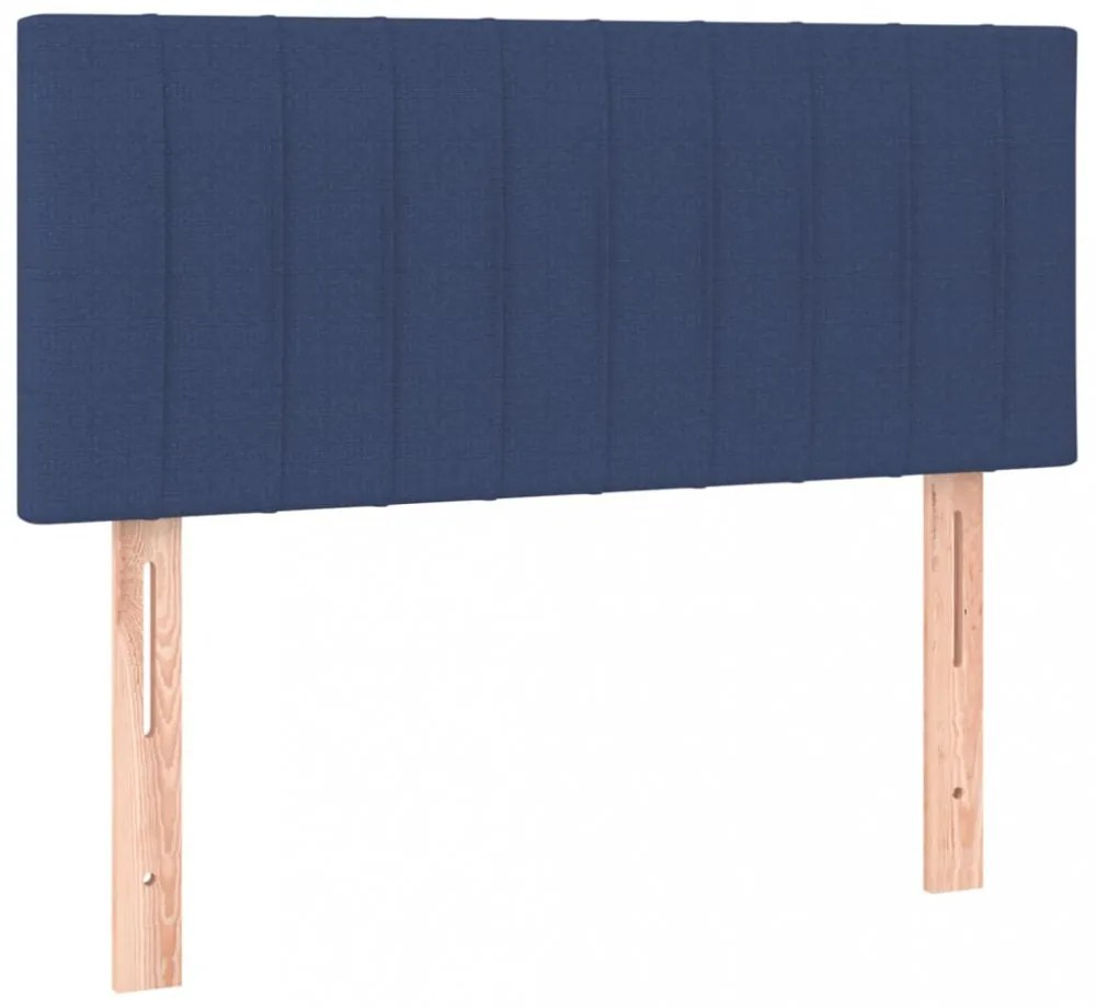 kék szövet rugós ágy matraccal 90 x 200 cm