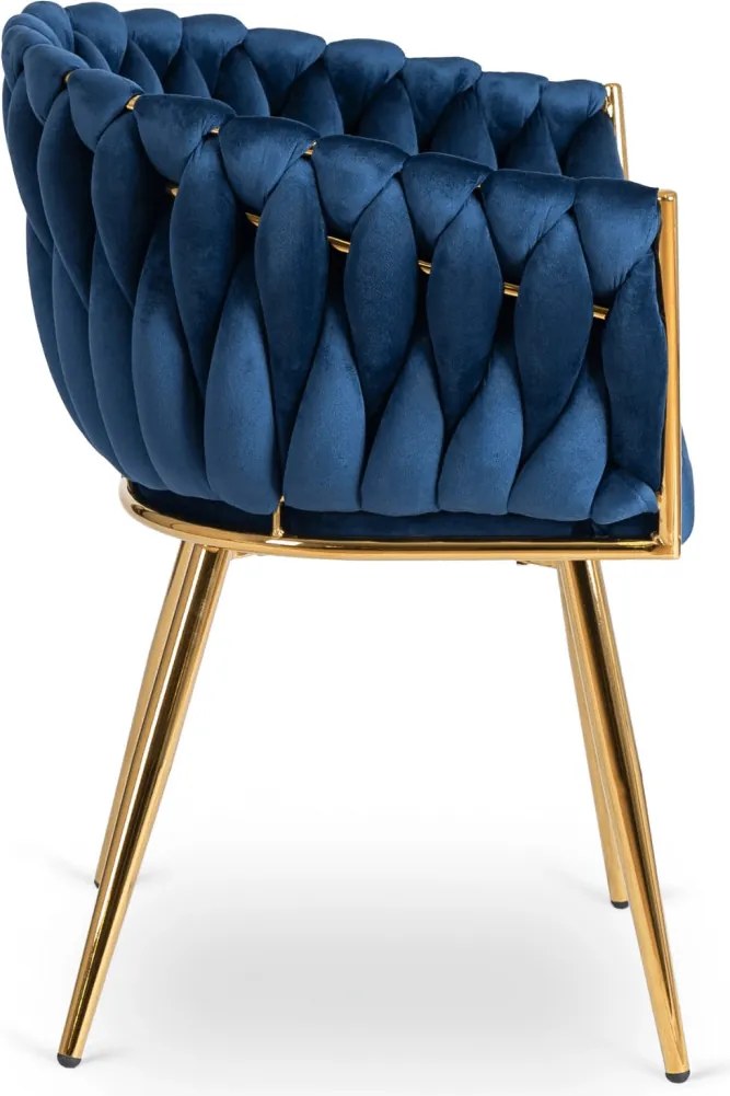 Elegáns Sötétkék Bársony Étkezőszék Arany Lábbal. CAPI