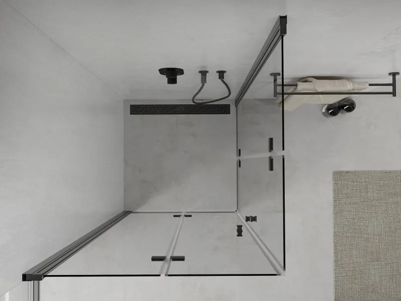 Mexen Lima Duo összehajtható zuhanykabin 90 x 90 cm, átlátszó, fekete - 856-090-090-70-00-02