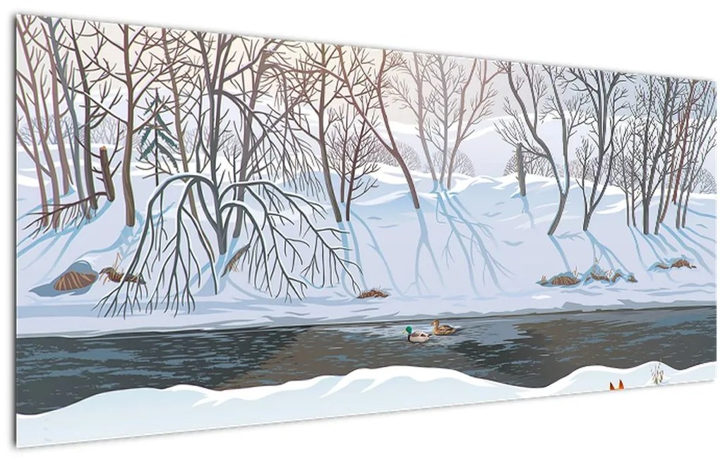 Kép - róka a téli tájban (120x50 cm)