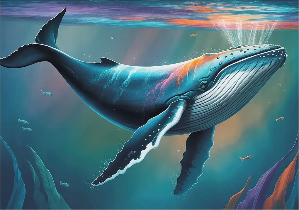 Divatos Flizelin Tapéta Ragasztóval Fali 3D Tengeri óriás 208x146 Ragasztó