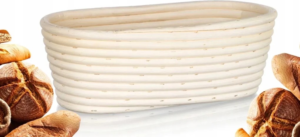 Természetes Kenyérsütő Kosár ovális rattan kenyérhez 26x13x9