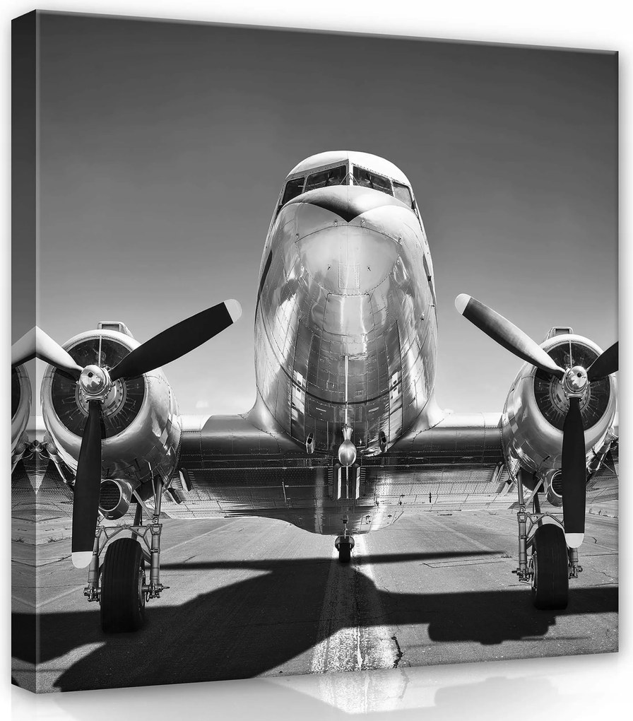 Vászonkép 80x80 Douglas DC-3 repülőgép repülés retro klasszikus fekete-fehér