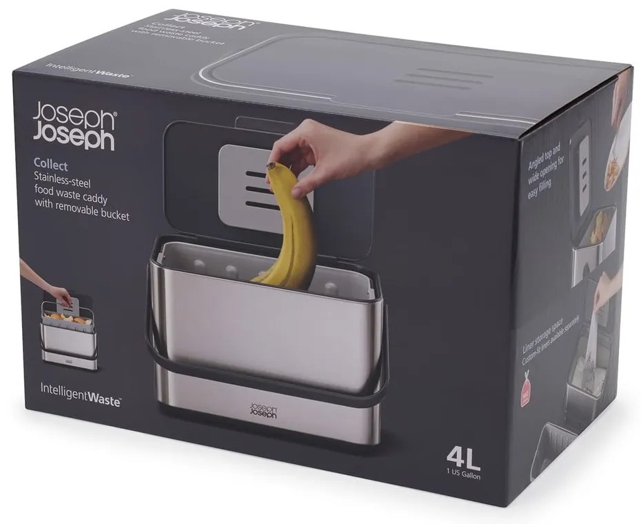 Ezüstszínű komposztálható hulladék gyűjtő 4 l Collect – Joseph Joseph