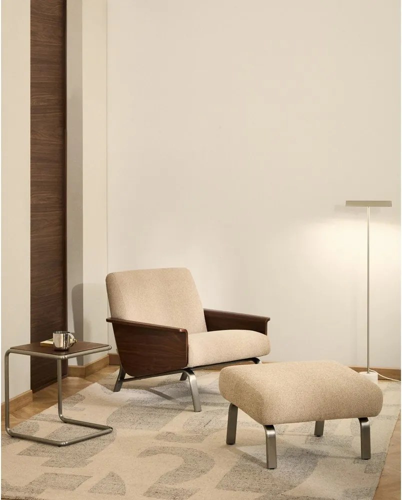 Világosbarna zsenília fotel Amsen – Kave Home