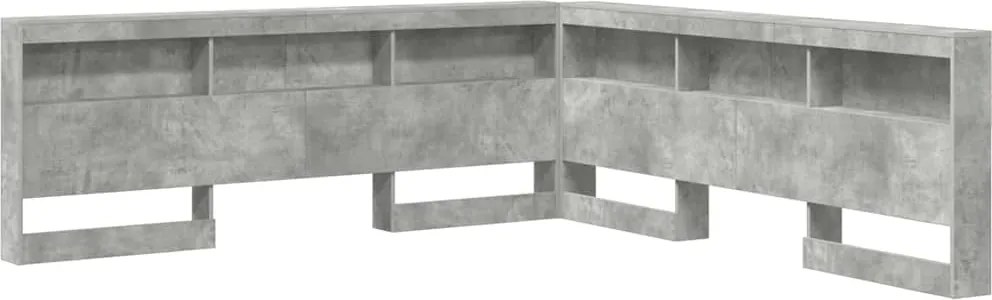 vidaXL Tároló fejtámla polcokkal tárolóval Beton Szürke 200 cm Faanyag