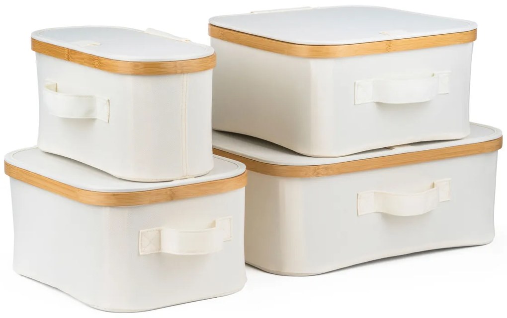 G21 tárolódoboz 40 x 30 x 15 cm, bambusz, fedéllel, bézs