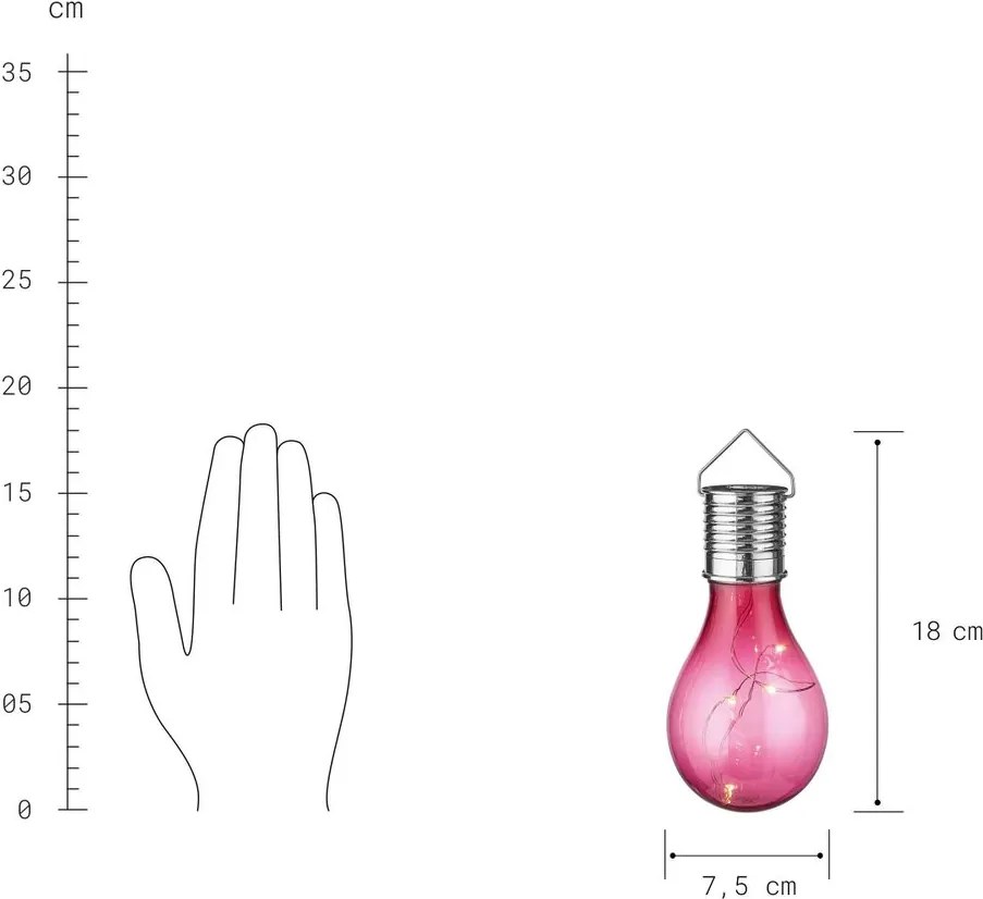 SUNLIGHT napelemes villanykörte akasztóval pink