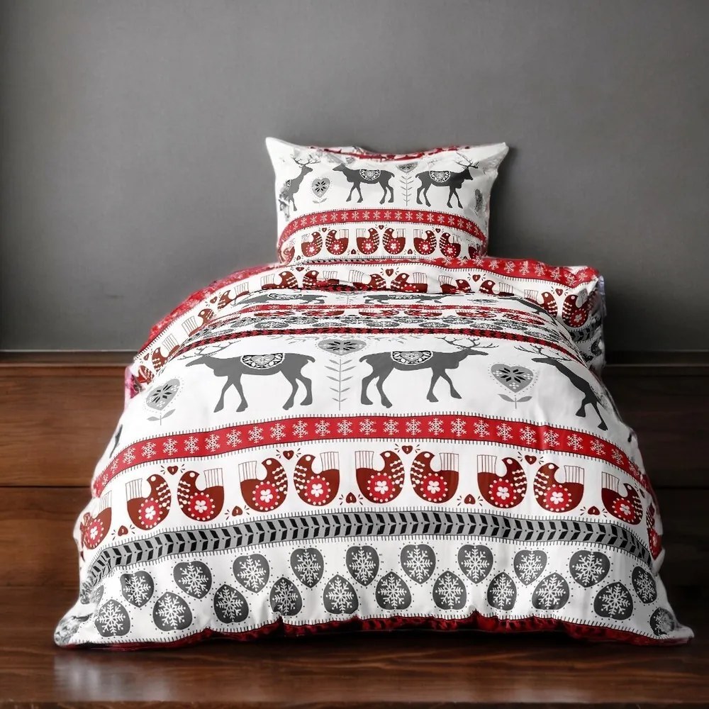 Pamut karácsonyi mintájú ágyneműhuzat Homa ORA ROMANCE 140X200 cm