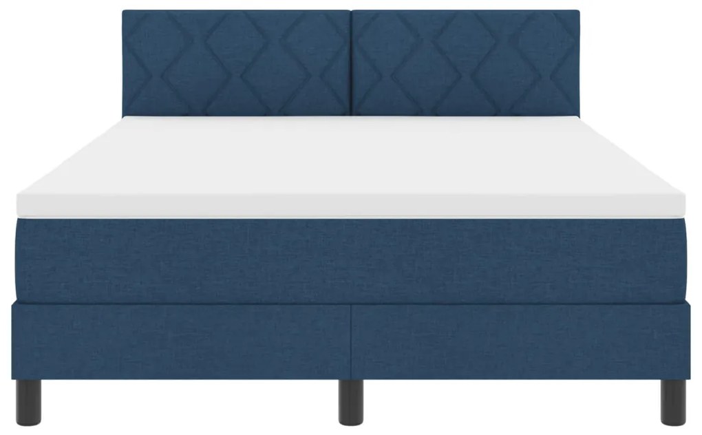 Box Spring Ágy Matraccal & LED Kék 140x190 cm Szövet