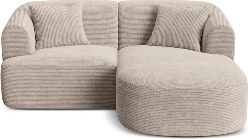 Világosbarna kordbársony sarokkanapé (jobb oldali-heverő résszel) Campi – Cosmopolitan Design