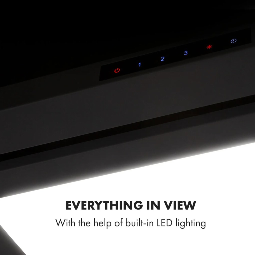Klarstein Lumiera, páraelszívó, LED, 70 cm, A energiahatékonysági osztály, 750 m³/ó, 3 szint, fehér