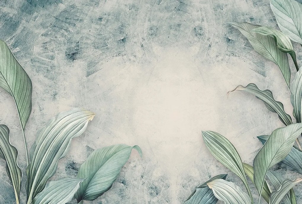 Nappali tapéta nagy levelek beton Méretre