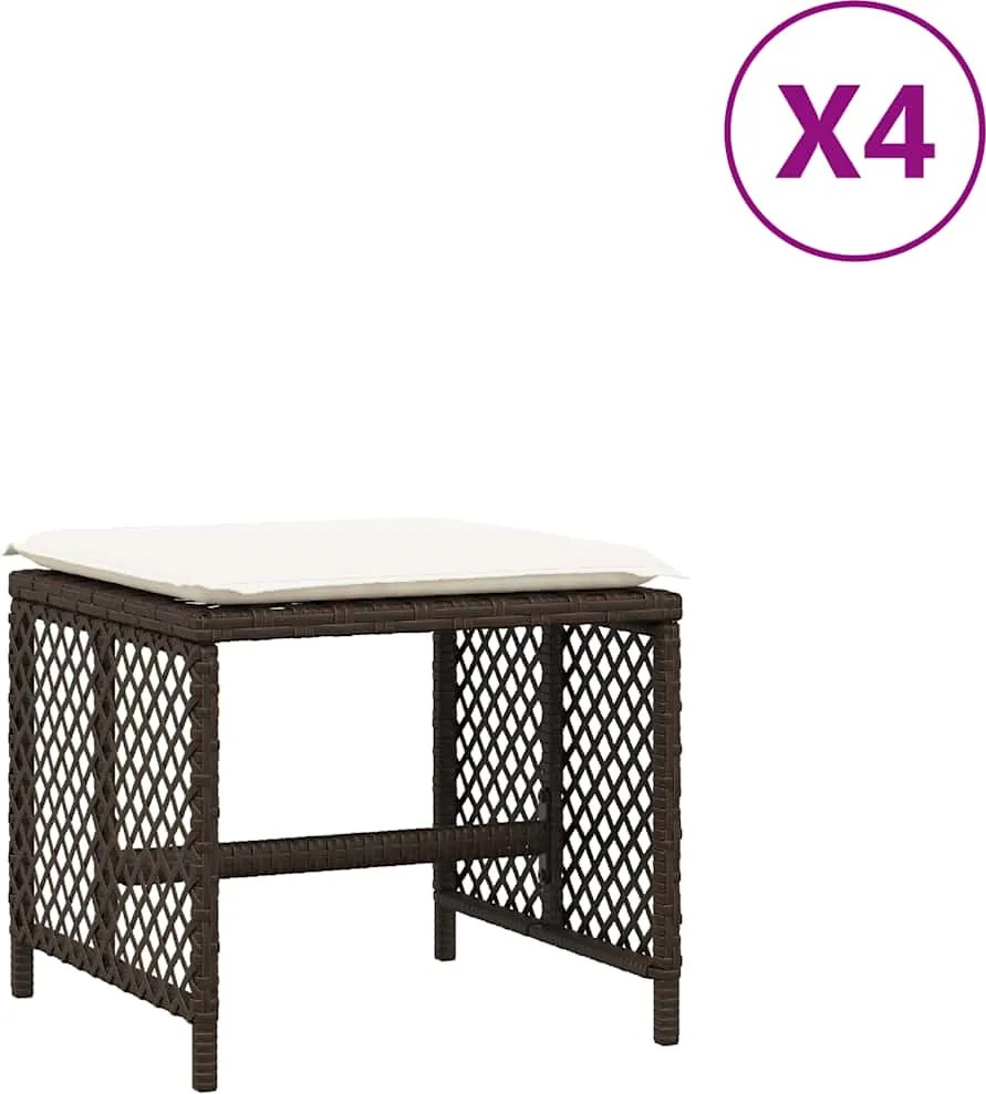 vidaXL 4 db barna polyrattan kerti szék párnával 41 x 41 x 36 cm