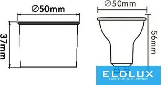 UNIVERSO Spot lámpa a Gu10 helyett 7w 540lm 4000k RA90 D50x56mm IP20