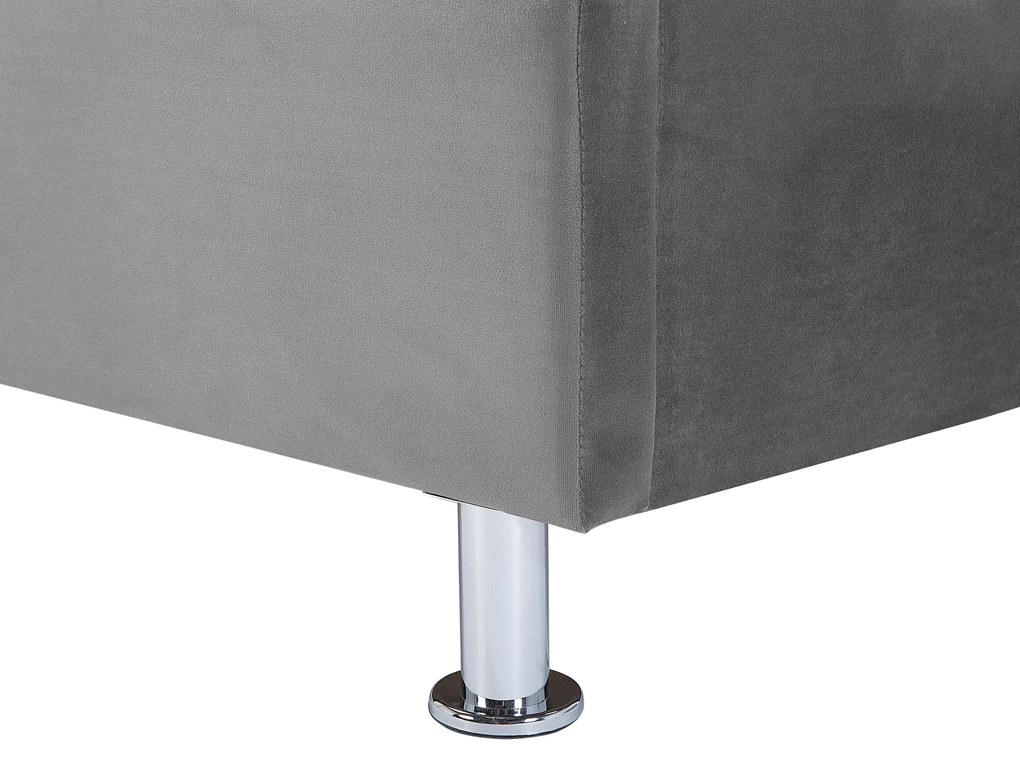 Sötétszürke bársony ágyneműtartós franciaágy 140 x 200 cm METZ Beliani