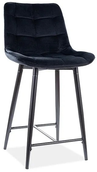 Chic H2 alacsony bársony bárszék fekete