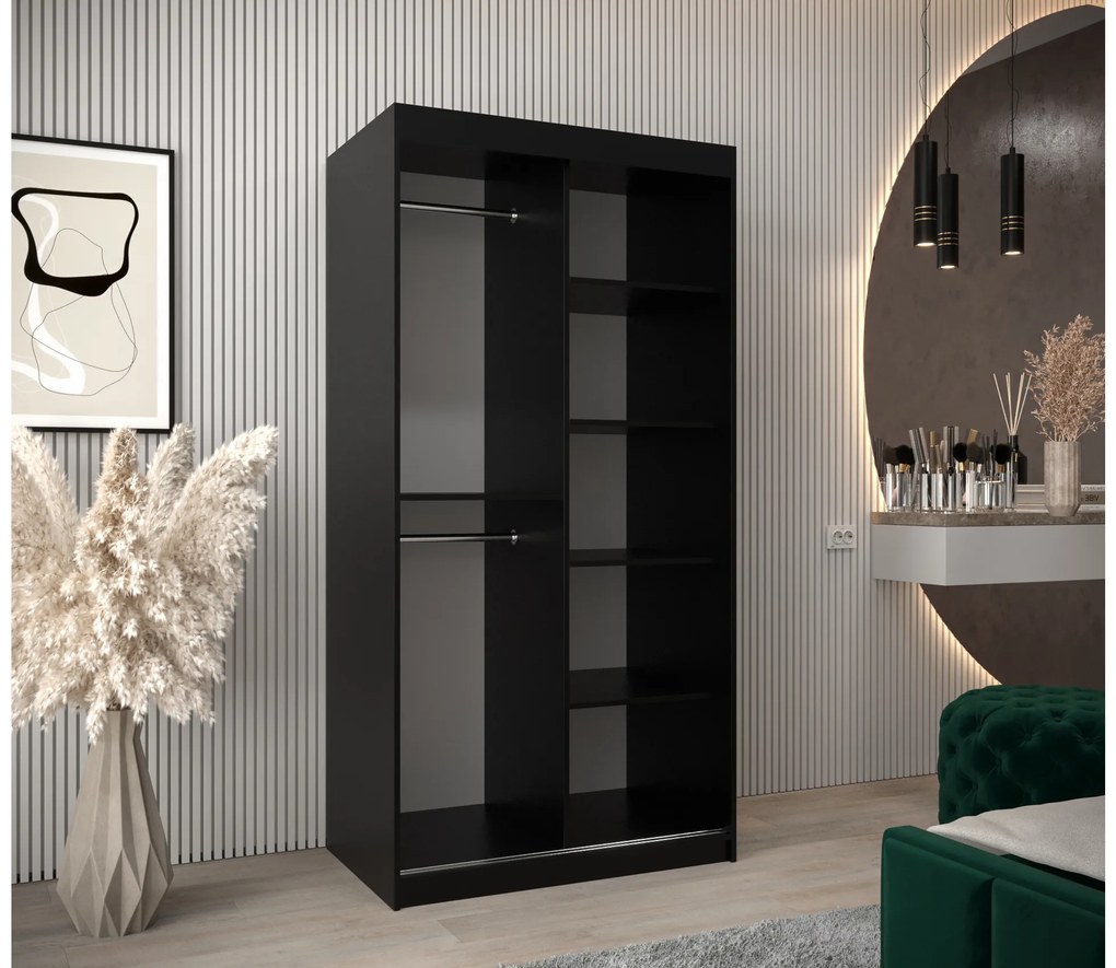 Ruhásszekrény 100 cm Toki 1 (matt fekete + matt fehér). 1064877