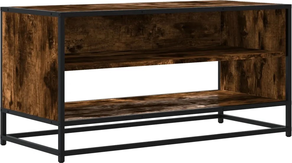 vidaXL füstös tölgy színű szerelt fa és fém TV-szekrény 91x40x46 cm
