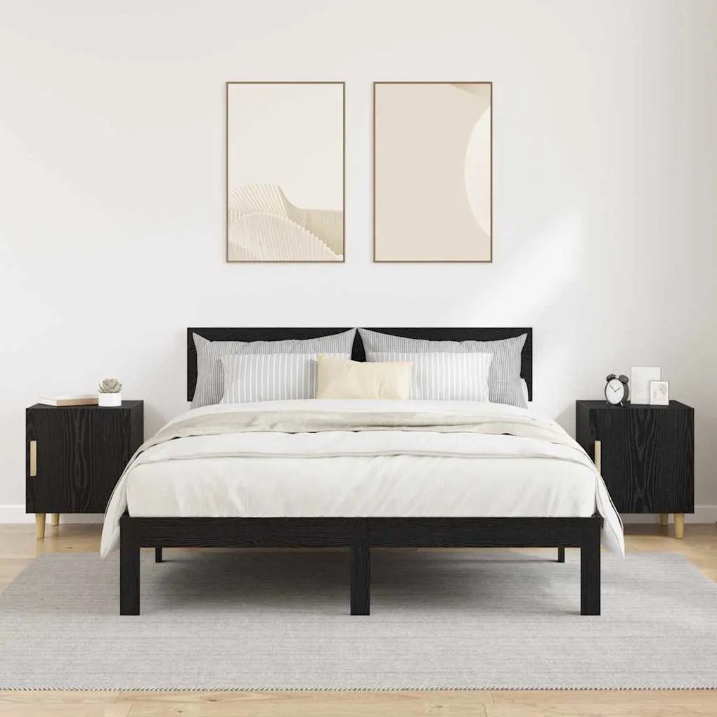 vidaXL Éjjeliszekrény 2 pcs Fekete tölgy 40 x 40 x 50 cm Faanyag