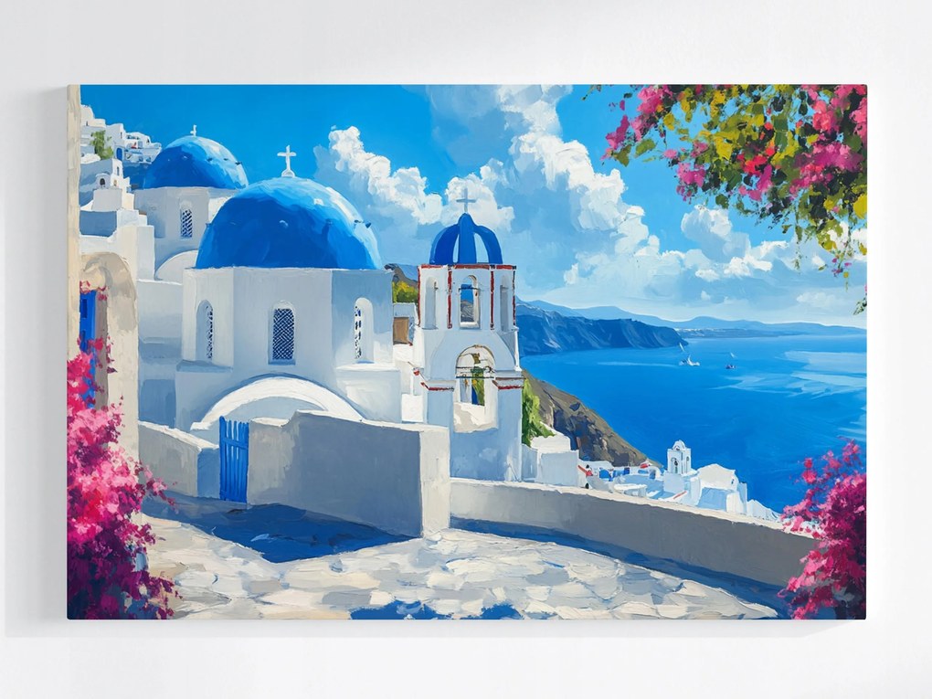 Vászonkép Canvas Kilátás Képeslap Görögország Santorini Sziget Tenger 60x40