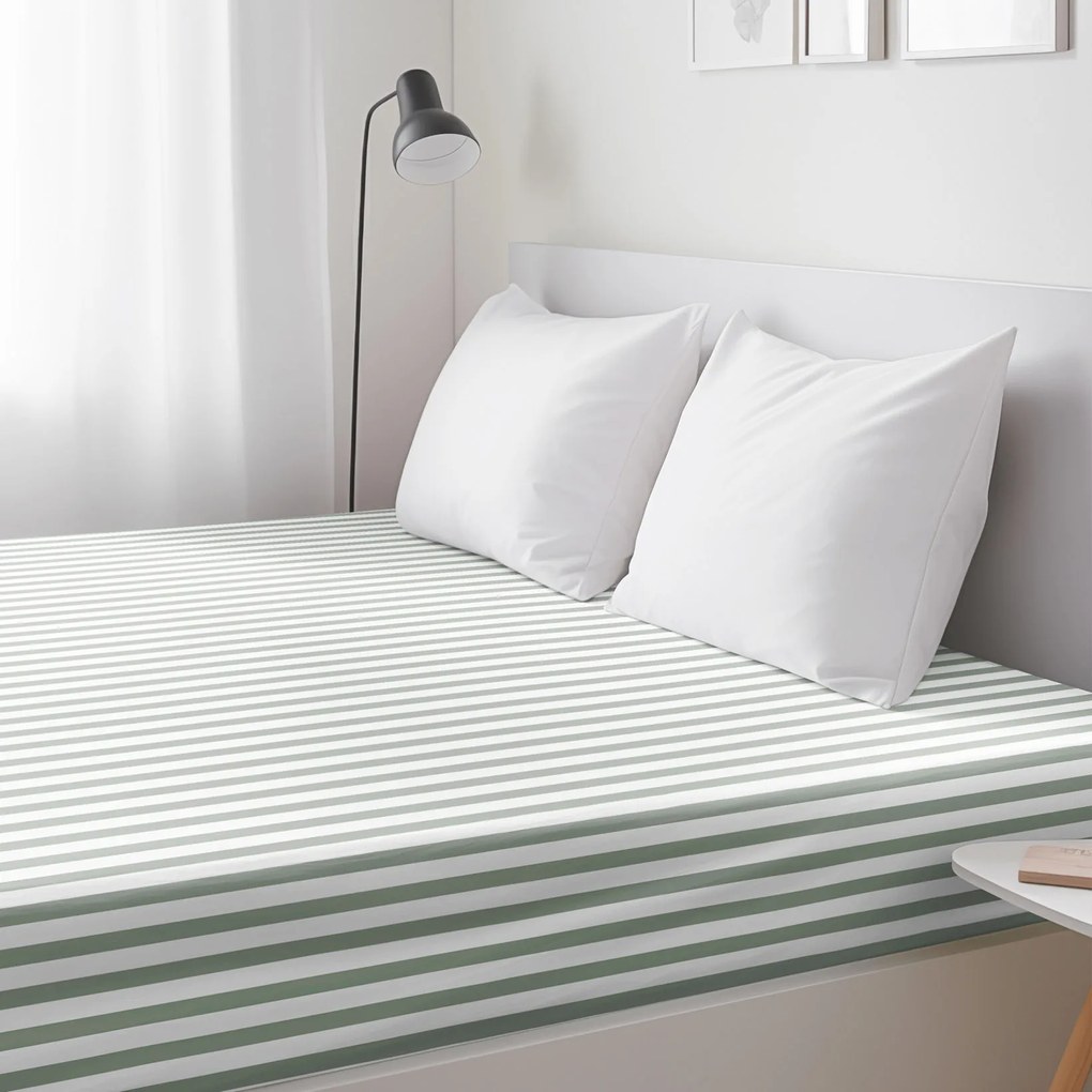 Goldea pamut gumis lepedő - zsálya színű csíkos 200 x 200 cm