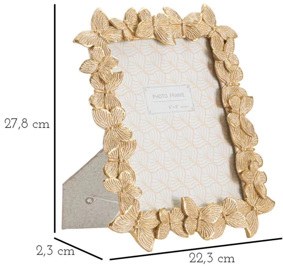 Fényképkeret farfalle glod 22,3x2,3x27,8 (belső fotó mérete 15x20)cm