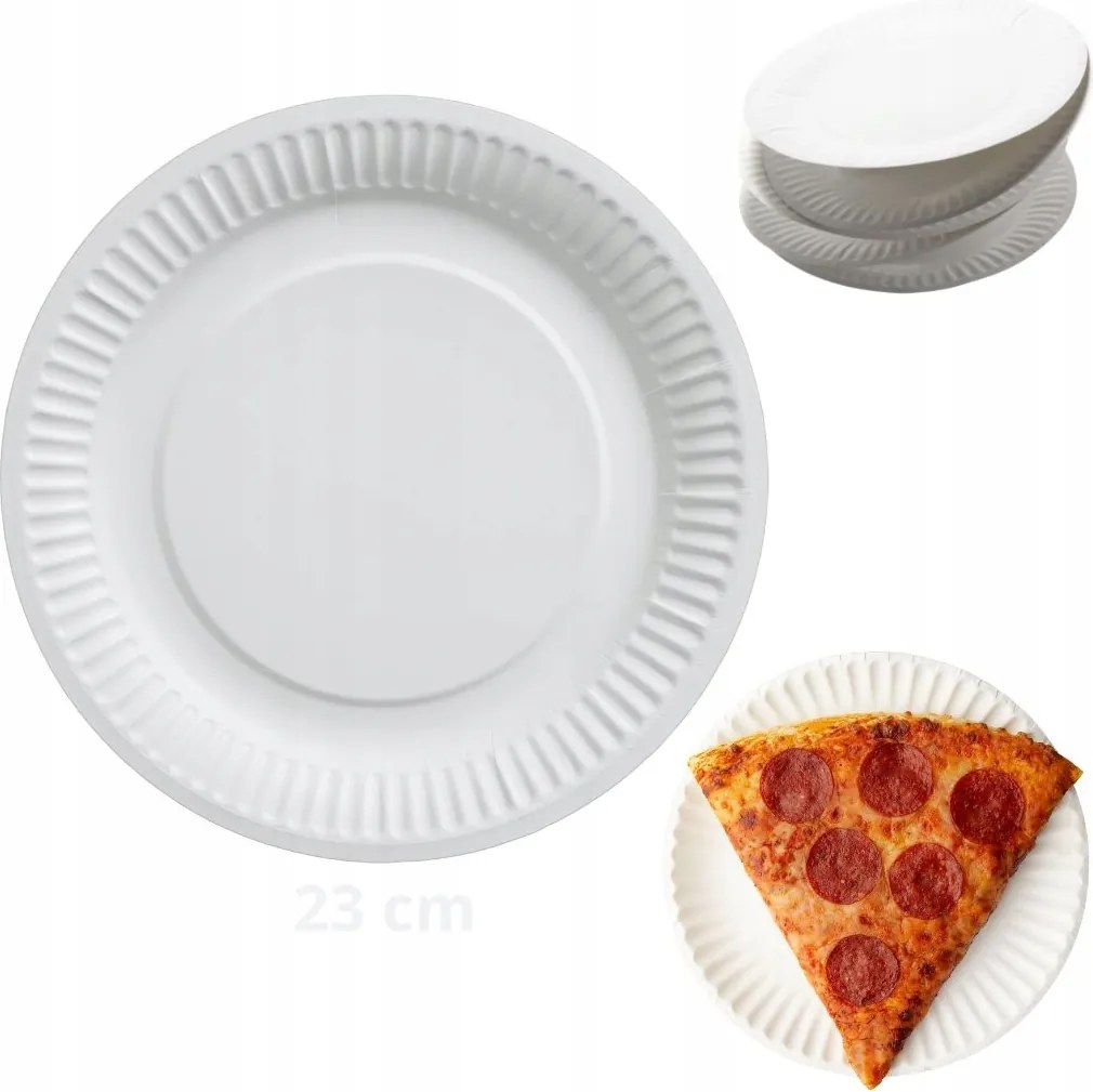 Papírtányér fehér 23 cm eldobható desszertes tányér grill 100db