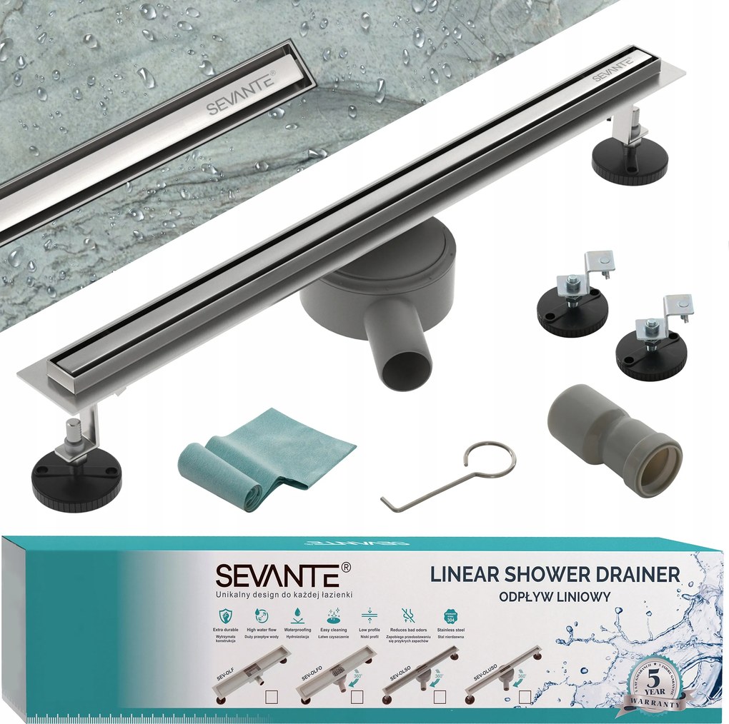 Lineáris lefolyó Slim 100 cm forgatható szifon inox acél 304 nagy áteresztőképesség