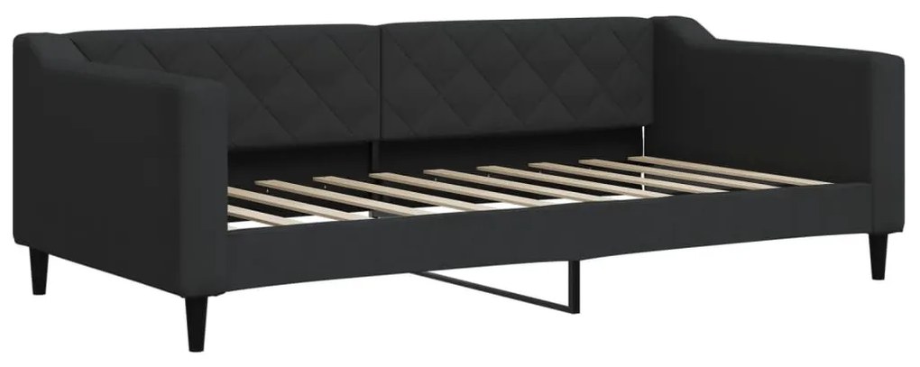 fekete szövet kanapéágy matraccal 90 x 190 cm