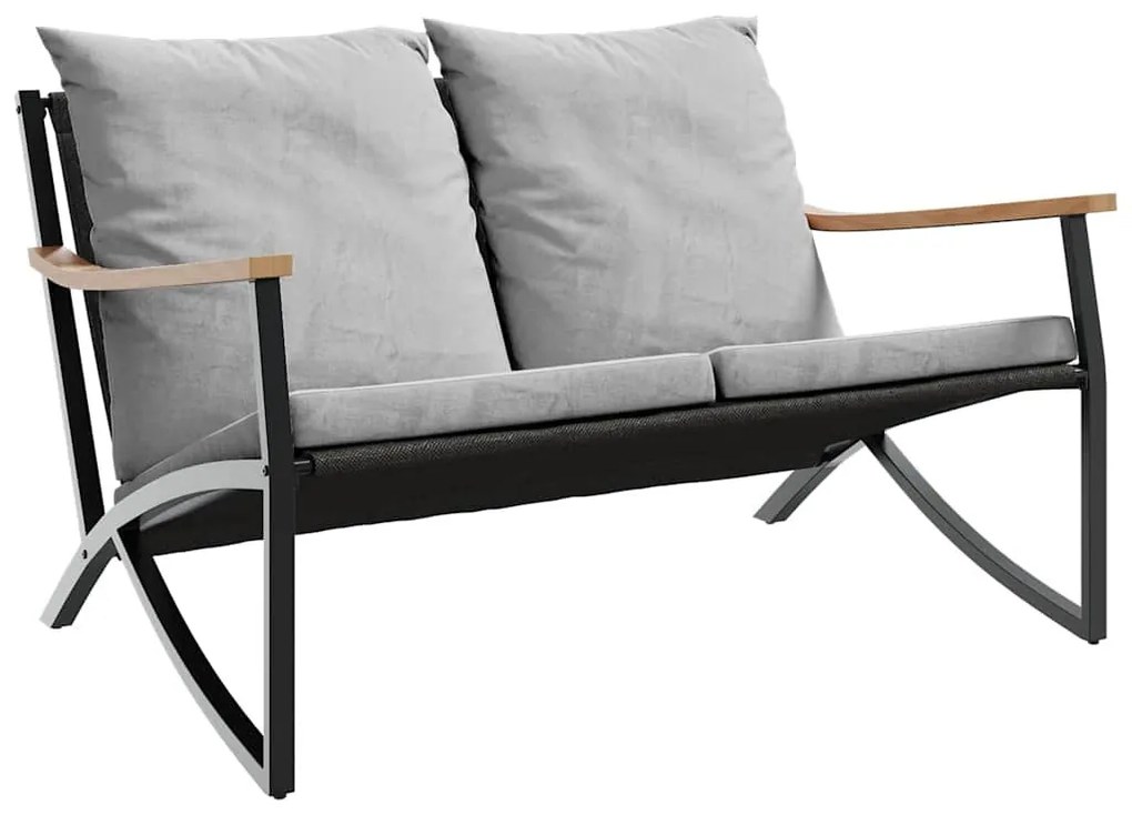 fekete acél kerti pad párnákkal 120 cm