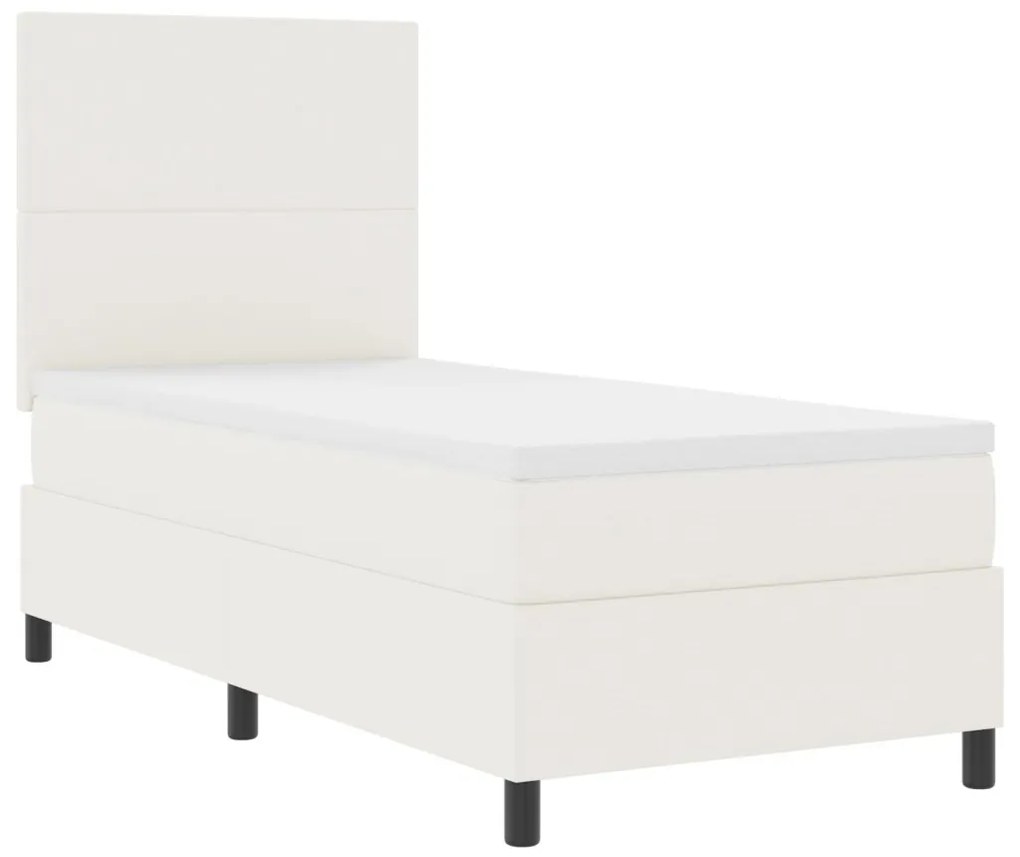 Box Spring Ágy Matrac Krém Egyszemélyes Kordbársony