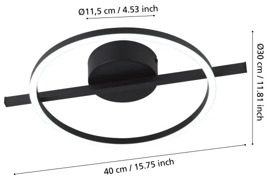 Eglo 901113 - LED Dimmelhető mennyezeti lámpa AMANDOLO LED/17W/230V fekete + + távirányító