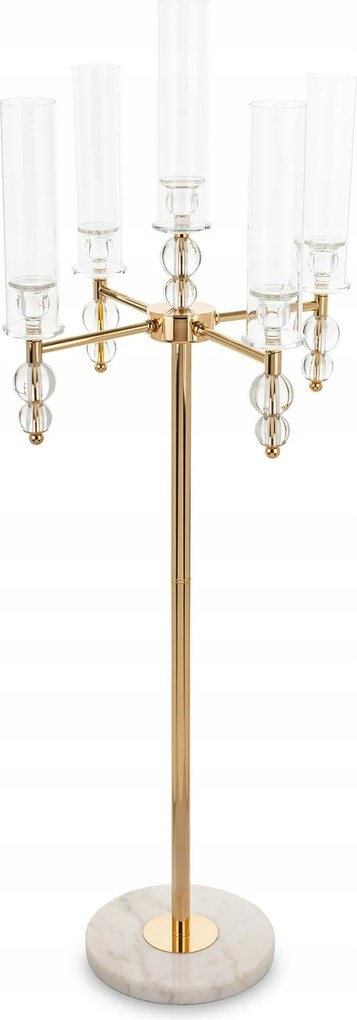 Gyertyatartó fém, arany, márvány állvány, 5 gyertya, királyi palota