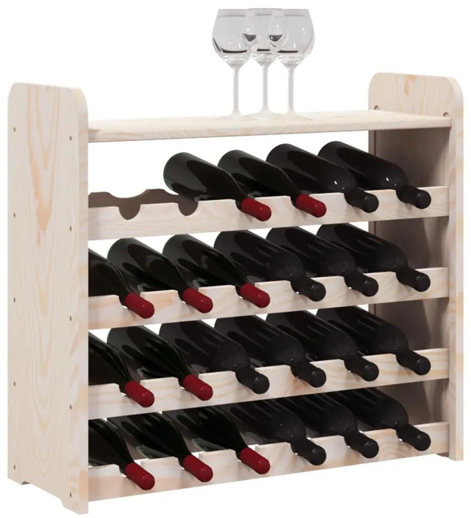 Tömör fenyőfa bortartó állvány tetővel 67,5 x 25 x 60 cm