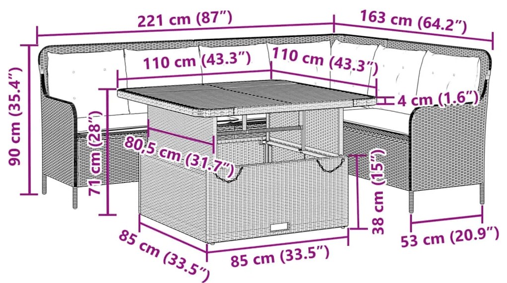 vidaXL 2 részes bézs polyrattan kerti ülőgarnitúra párnákkal