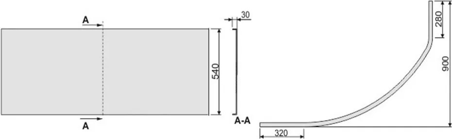 SIMPLA 140 aszimmetrikus kád előlap