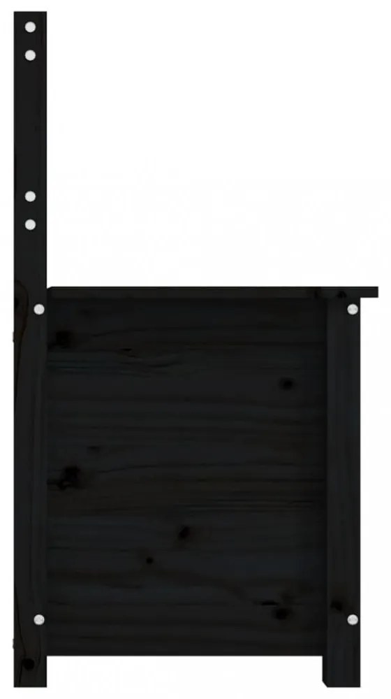 fekete tömör fenyőfa pad 80 x 41 x 77 cm