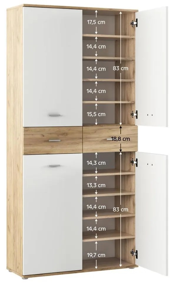 Cipőtároló (cipősszekrény) Variacion (artisan tölgy + fehér) . 1116559